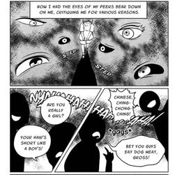A direct continuance from the previous page. Here my character mentions how she feels pressured by her peers regarding her body, and also hints at other, negative influences at work. *Apple Girl* sample 2